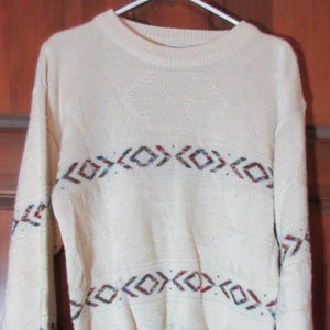 SWEATER GRAPHIX Cream Acrylic Knit Long Sleeves S
